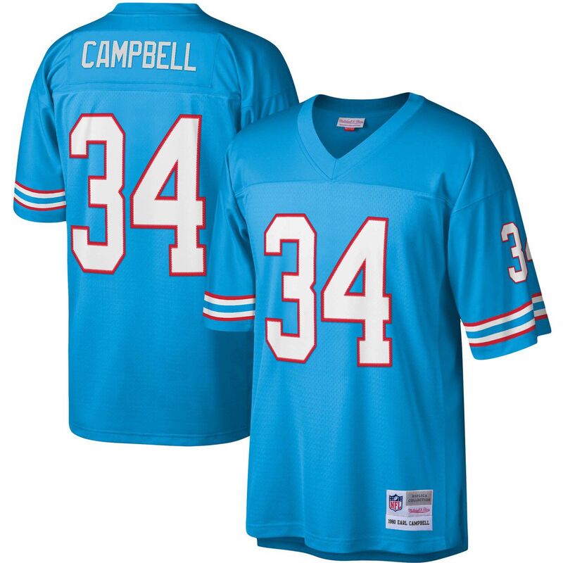 ミッチェル\u0026ネス レディース トップス プルオーバー プルオーバー Men\u0027s Mitchell \u0026 Ness Earl Campbellight Blue Houston Oilers Legacy Replica Jersey Nflight 青色