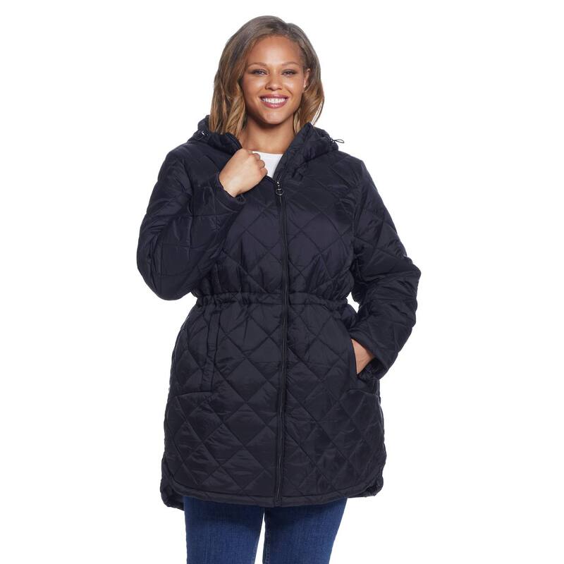 ウェザーキャスト レディース アウター 上衣・上衣 足し加える大きさ キルティング Plusize Weathercast Hood Quilted Anorak Jacket Black 黒いこと