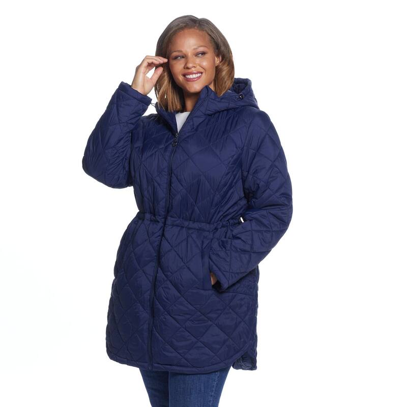 ウェザーキャスト レディース アウター 上衣・上衣 足し加える大きさ キルティング Plusize Weathercast Hood Quilted Anorak Jacket Navy 米国海軍