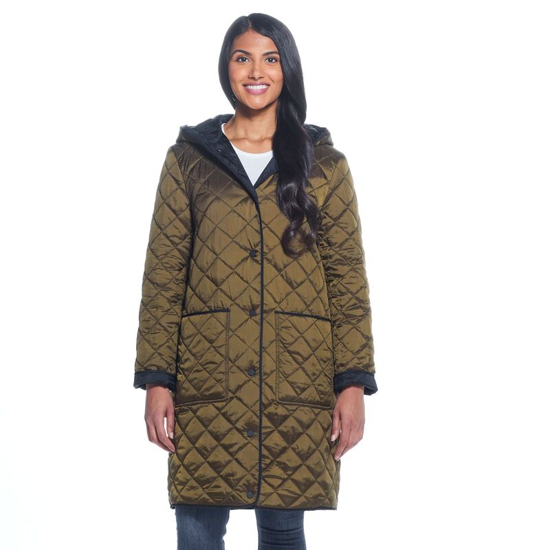 ウェザーキャスト レディース アウター 上衣・上衣 キルティング Women\u0027s Weathercast Quilted Reversible Duffle Jacket Black Loden 黒いこと