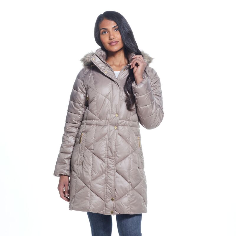 ウェザーキャスト レディース アウター 上衣・上衣 キルティング 厚地の外套 Women\u0027s Weathercast Hood Quilted Puffer Coataupe トープ