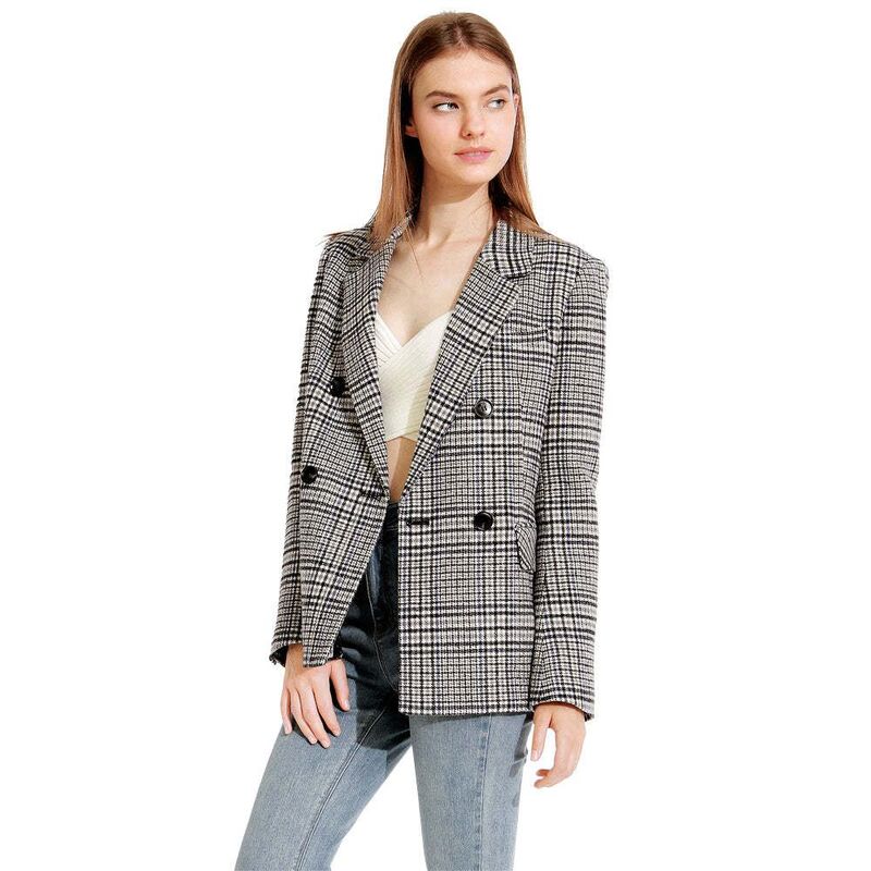 ベルアンドブルーム レディース アウター 上衣・上衣 羊毛 スポーツジャケット Belle \u0026 Bloom Piccadilly Wool Blend Plaid Blazer Grey 薄墨色