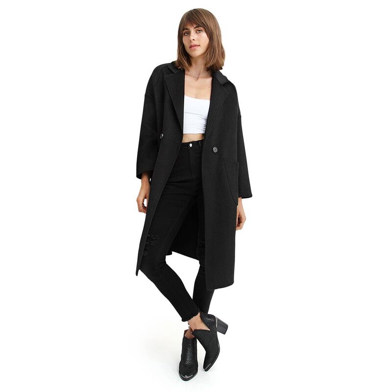 ベルアンドブルーム レディース アウター 上衣・上衣 羊毛 厚地の外套 Belle \u0026 Bloom Publisher Double-Breasted Wool Blend Coat Black 黒いこと