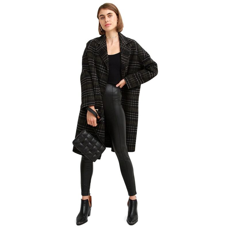 ベルアンドブルーム レディース アウター 上衣・上衣 羊毛 厚地の外套 Belle \u0026 Bloom Publisher Double-Breasted Wool Blend Coat Black Plaid 黒いこと