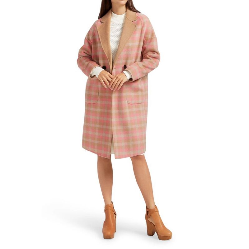 ベルアンドブルーム レディース アウター 上衣・上衣 羊毛 厚地の外套 Belle \u0026 Bloom Publisher Double-Breasted Wool Blend Coat Iced Vovo Check 読み合わせる