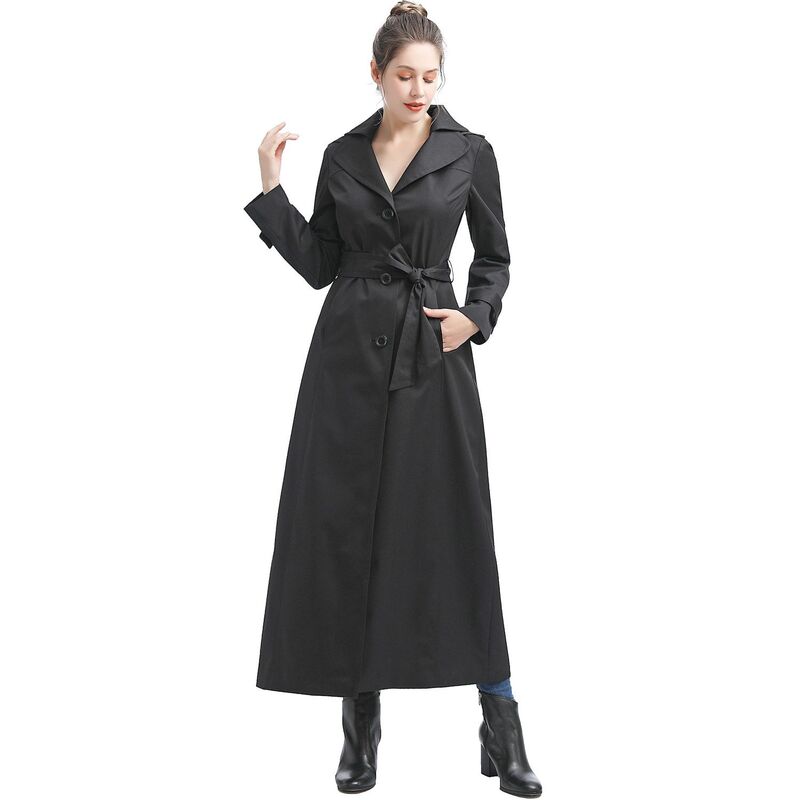 ビージーエスディー レディース アウター 上衣・上衣 厚地の外套 Women\u0027s Bgsd Katie Waterproof Hooded Long Trench Coat Black 黒いこと