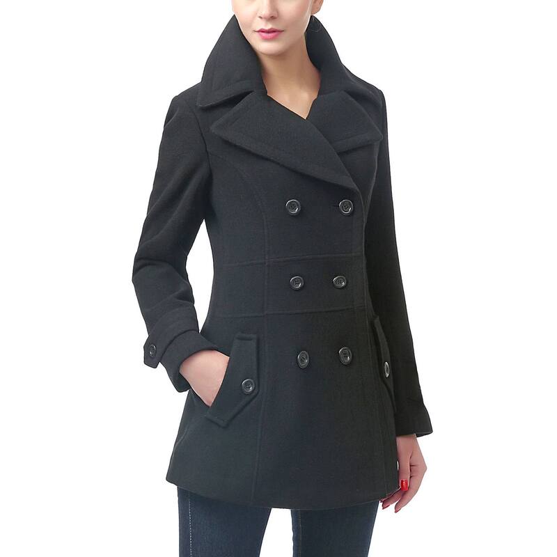 ビージーエスディー レディース アウター 上衣・上衣 羊毛 厚地の外套 Women\u0027s Bgsd Joann Wool Blend Pea Coat Black 黒いこと