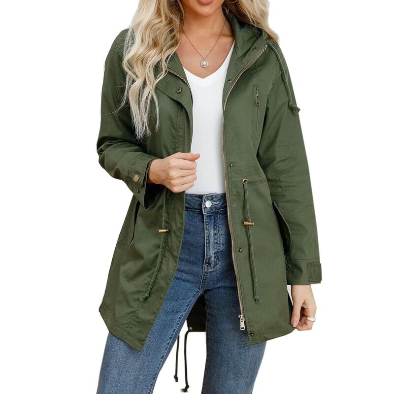 メガリテイラー レディース アウター 上衣・上衣 MegaRetailer Casual Women ’ s Zip-Up Anorak Green 緑であること