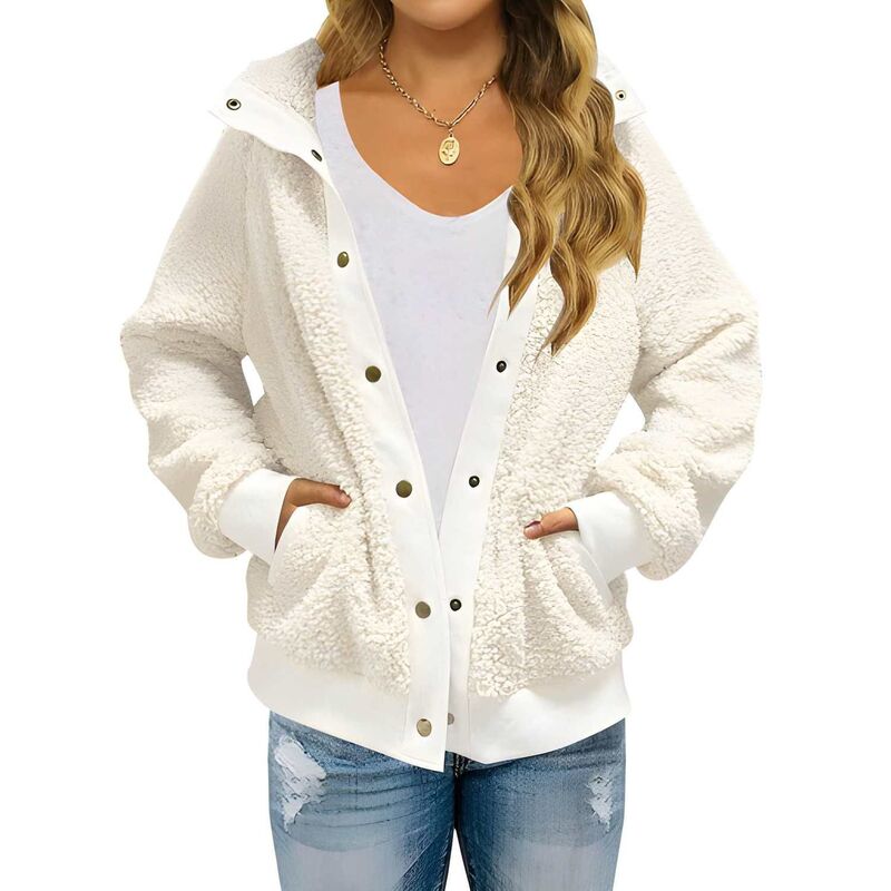 メガリテイラー レディース アウター 上衣・上衣 MegaRetailer Cozy Women ’ s Fuzzy Sherpa Jacket with Pockets White 白いこと