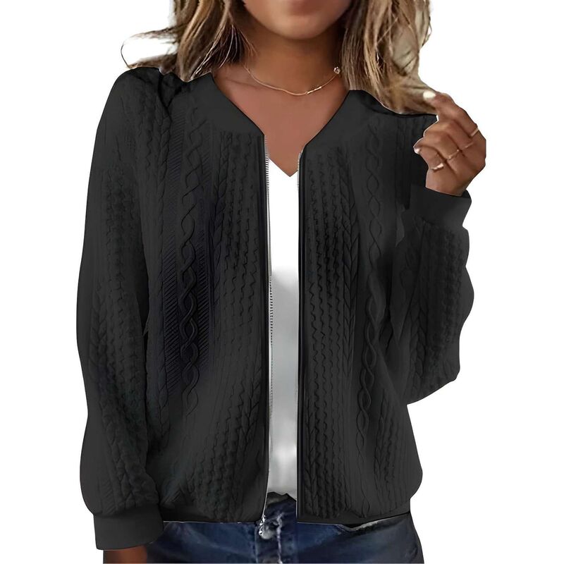 メガリテイラー レディース アウター 上衣・上衣 汗水 プルオーバー 厚地の外套 MegaRetailer Womens Zip Up Stand Collar Sweatshirt Jacket Casual Coat with Pockets Black 黒いこと