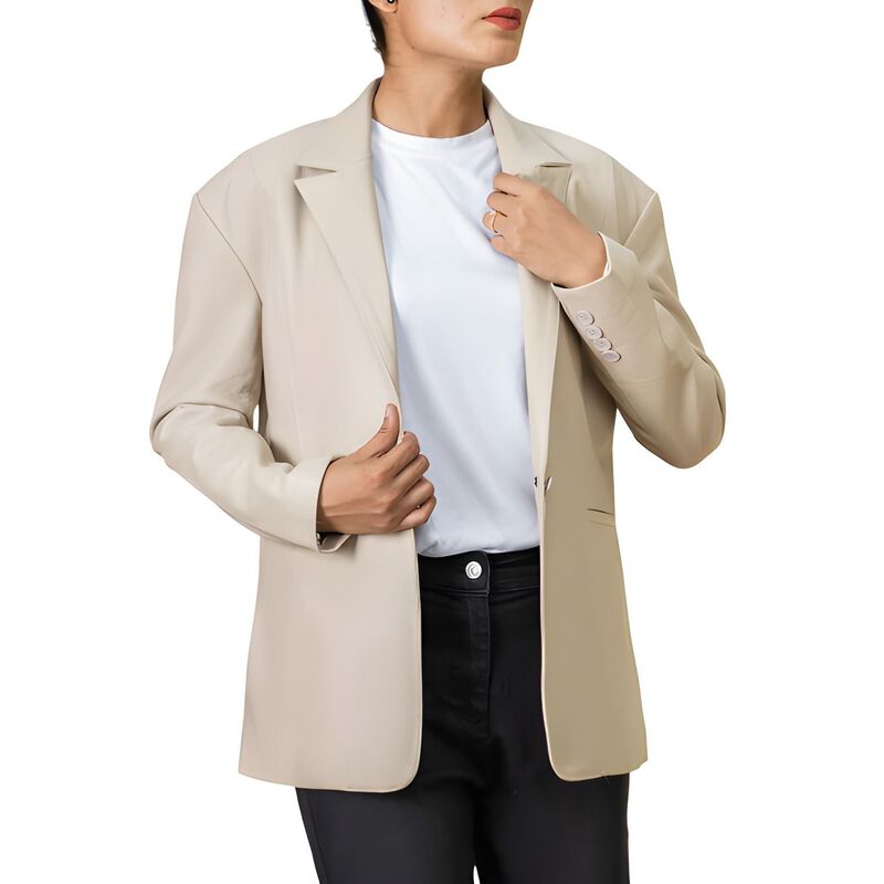 メガリテイラー レディース アウター 上衣・上衣 足し加える大きさ スポーツジャケット MegaRetailer Oversized Lambskin Leather Blazer Women Business Casual Plusize Jacket White 白いこと