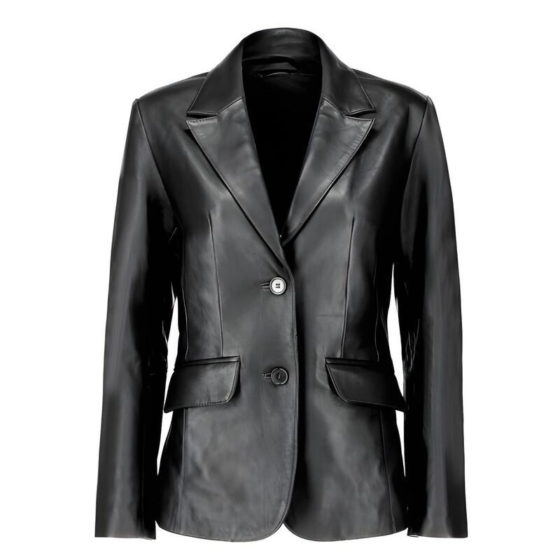 メガリテイラー レディース アウター 上衣・上衣 スポーツジャケット MegaRetailer Classic Lambskin Leather Blazer for Women Casual Suit Style Jacket Black 黒いこと