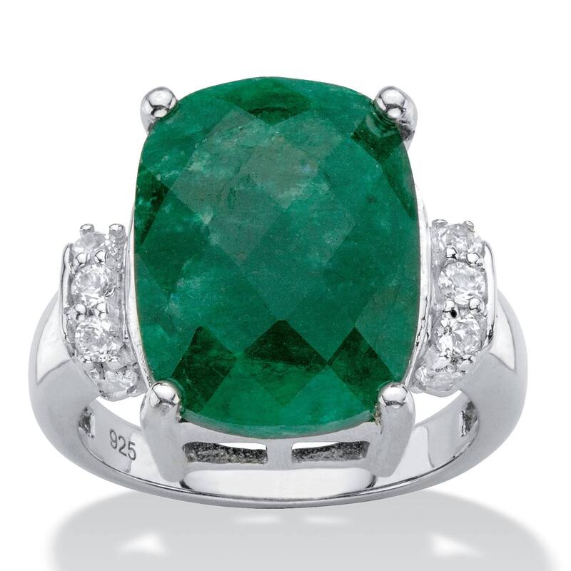 パームビーチジュエリー レディース アクセサリー リング PalmBeach Jewelry 8.80 Cttw Genuinemerald and White Tanzanite Sterling Silver Cocktail Ring Silver シルバー｜ReVida 店