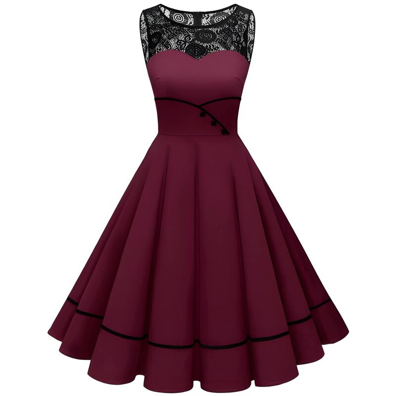 メガリテイラー レディース トップス 衣装 ヴィンテージ ノースリーブ MegaRetailer Women ’ s Vintage Formal Dress with Sleeveless Retro Style Burgundy バーガンディ
