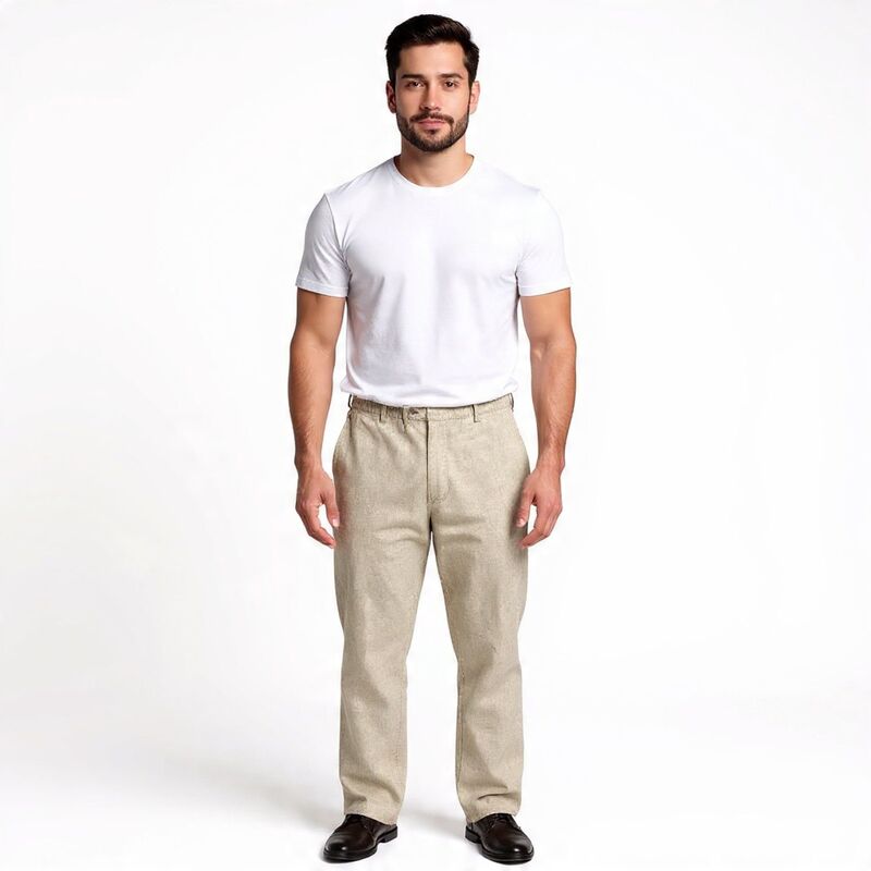 メガリテイラー レディース ボトムス カジュアルパンツ リネン MegaRetailer Mens Loose Fit Linen Beach Pants Khaki カーキ｜ReVida 店