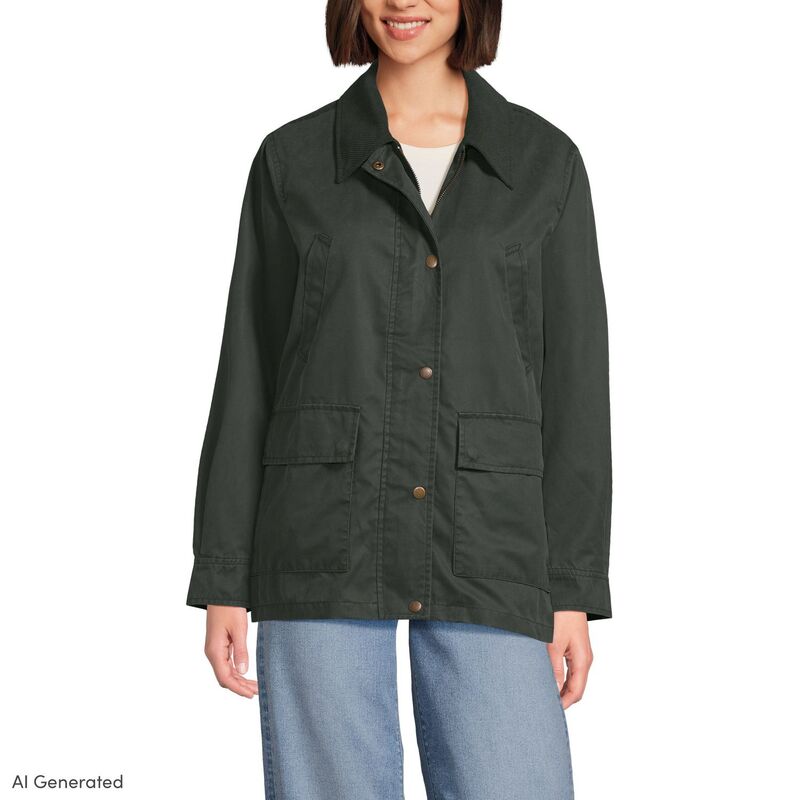 ランズ挙げ句の果て レディース アウター 上衣・上衣 Women\u0027s Lands\u0027 End Waxed Barn Jacket Dark Green 緑であること