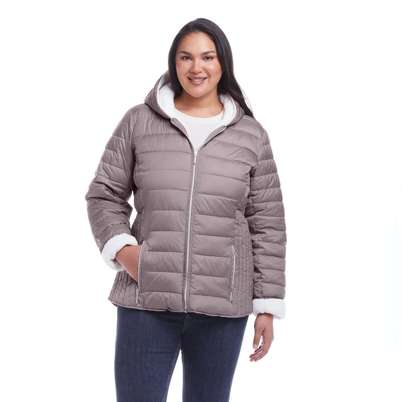 ウェザーキャスト レディース アウター 上衣・上衣 Women\u0027s Weathercast Sherpa-Lined Puffer Jacket Dried Violet 相撲取り草