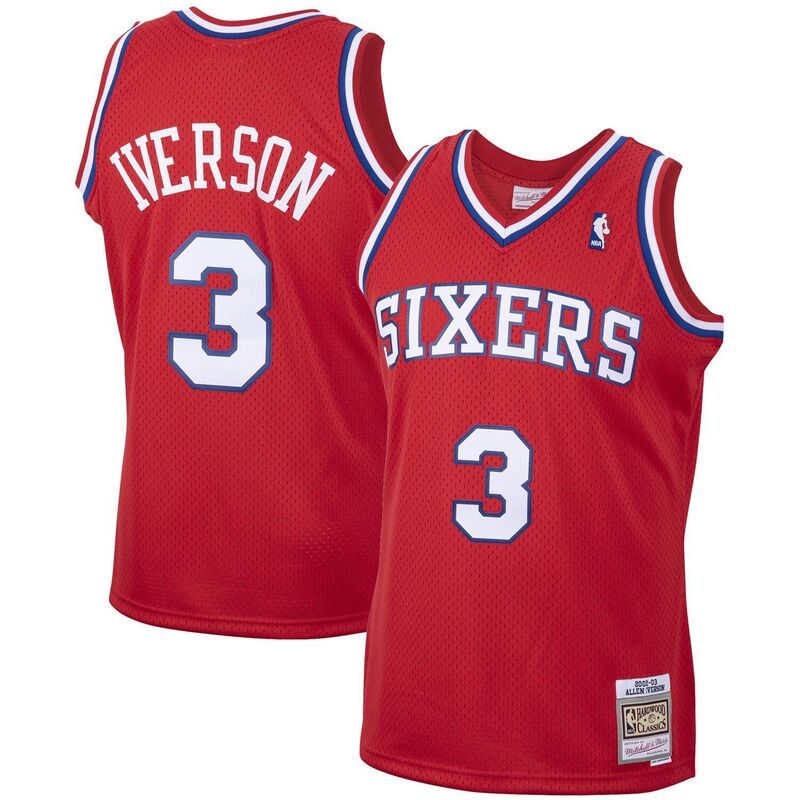 ミッチェル\u0026ネス レディース トップス プルオーバー プルオーバー Men\u0027s Mitchell \u0026 Ness Allen Iverson Red Philadelphia 76ers 2001/02 Hardwood Classicswingman Jersey 76red 赤いこと