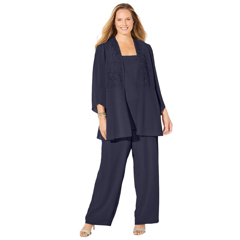 キャサリンズ レディース トップス 衣装 足し加える大きさ Catherines Women\u0027s Plusize Masquerade Beaded 3-Piece Pant Suit Mariner Navy 米国海軍