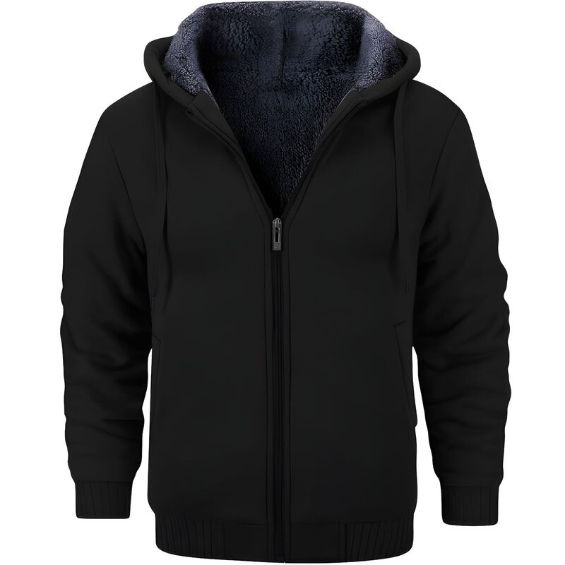 メガリテイラー レディース アウター 上衣・上衣 フリース パーカー MegaRetailer Men ’ s Thick Fleece Zip-Up Hoodie Cozy Winter Jacket Black 黒いこと
