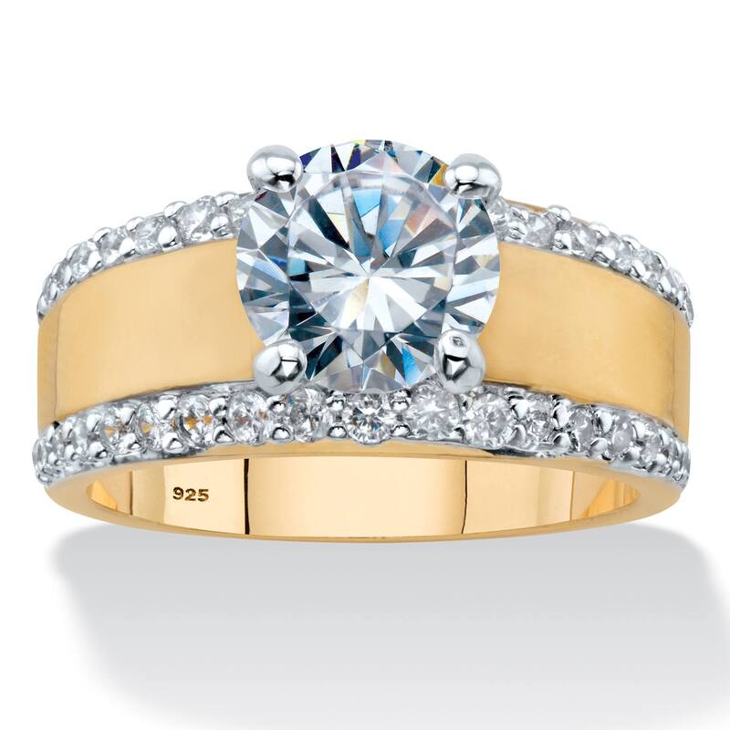 パームビーチジュエリー レディース アクセサリー リング PalmBeach Jewelry 3.21 TCW Cubic Zirconia Wide Band Engagement Ringold ゴールド｜ReVida 店