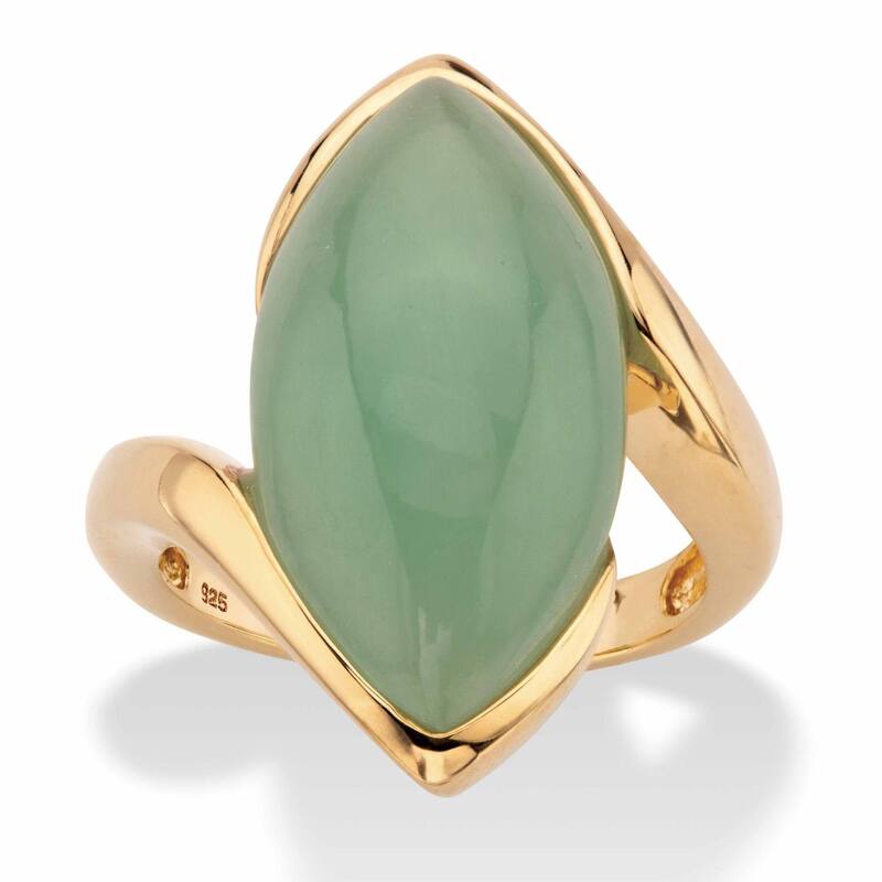パームビーチジュエリー レディース アクセサリー リング PalmBeach Jewelry Marquise-Cut Genuine Green Jade Gold-Plated Sterling Silver Cabochon Bypass Ringold ゴールド｜ReVida 店
