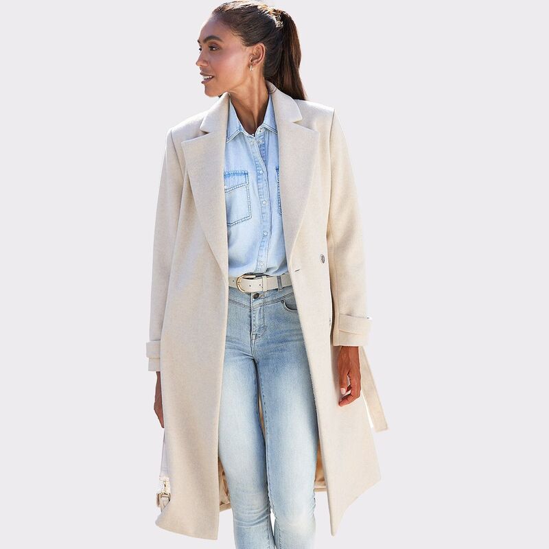 ラスカーナ レディース アウター 上衣・上衣 厚地の外套 Lascana Women\u0027s Belted Wrap Coat Sand Heather ギョリュウモドキ