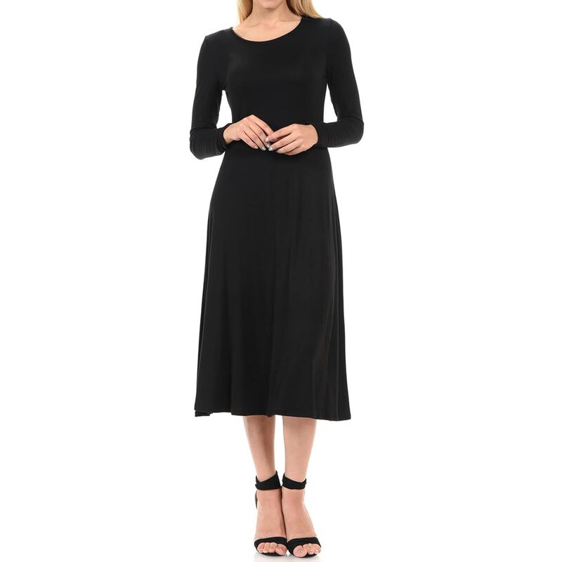 メガリテイラー レディース トップス 衣装 A 生産ライン MIDI MegaRetailer Womens Long Sleeve A-Line Midi Dress Black 黒いこと