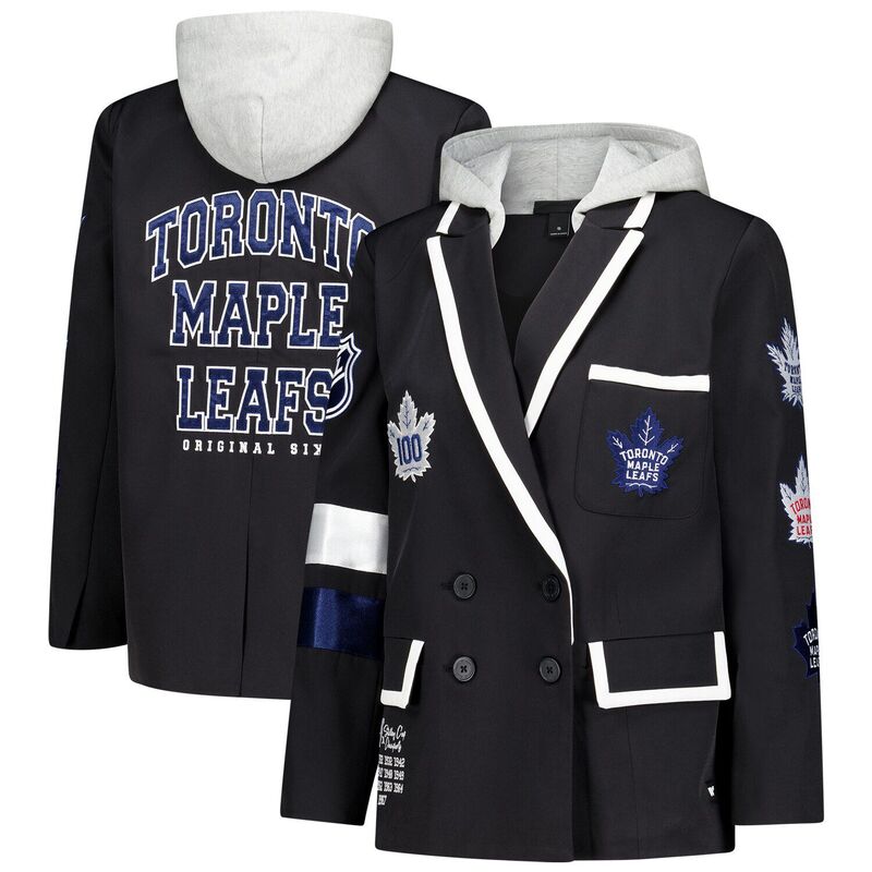 ザワイルドコレクティブ レディース アウター 上衣・上衣 スポーツジャケット Women\u0027s The Wild Collective Black Toronto Mapleafs Original 6 Hooded Blazer Mpl Black 黒いこと