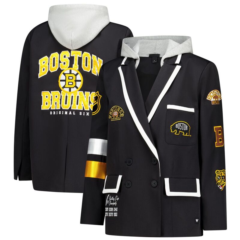 ザワイルドコレクティブ レディース アウター 上衣・上衣 スポーツジャケット Women\u0027s The Wild Collective Black Boston Bruins Original 6 Hooded Blazer Bsblack 黒いこと
