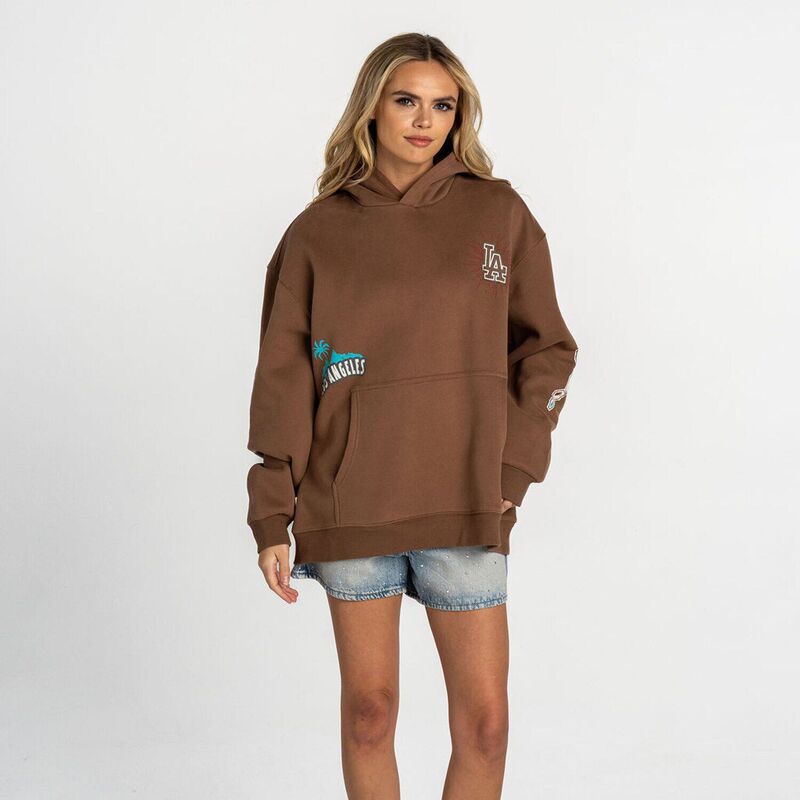 ザワイルドコレクティブ レディース トップス Tシャツ パーカー Women's The Wild Collective Brown Los Angeles Dodgers Oversized Hoodie Lad Brown ブラウン｜ReVida 店
