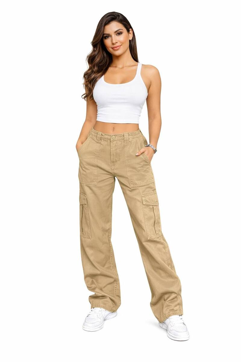 メガリテイラー レディース ボトムス カジュアルパンツ カーゴパンツ MegaRetailer Women Trendy Cargo Pants Light Khaki カーキ｜ReVida 店 30,420円