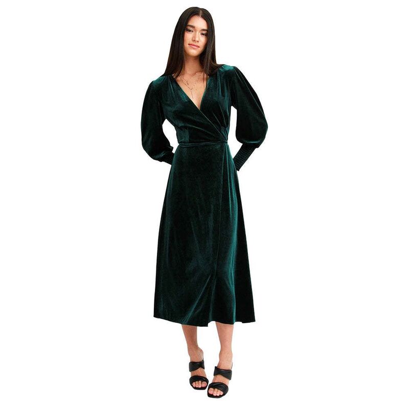 ベルアンドブルーム レディース トップス ワンピース ベルベット Belle & Bloom Current Mood Velvet Wrap Dress Dark Green グリーン｜ReVida 店