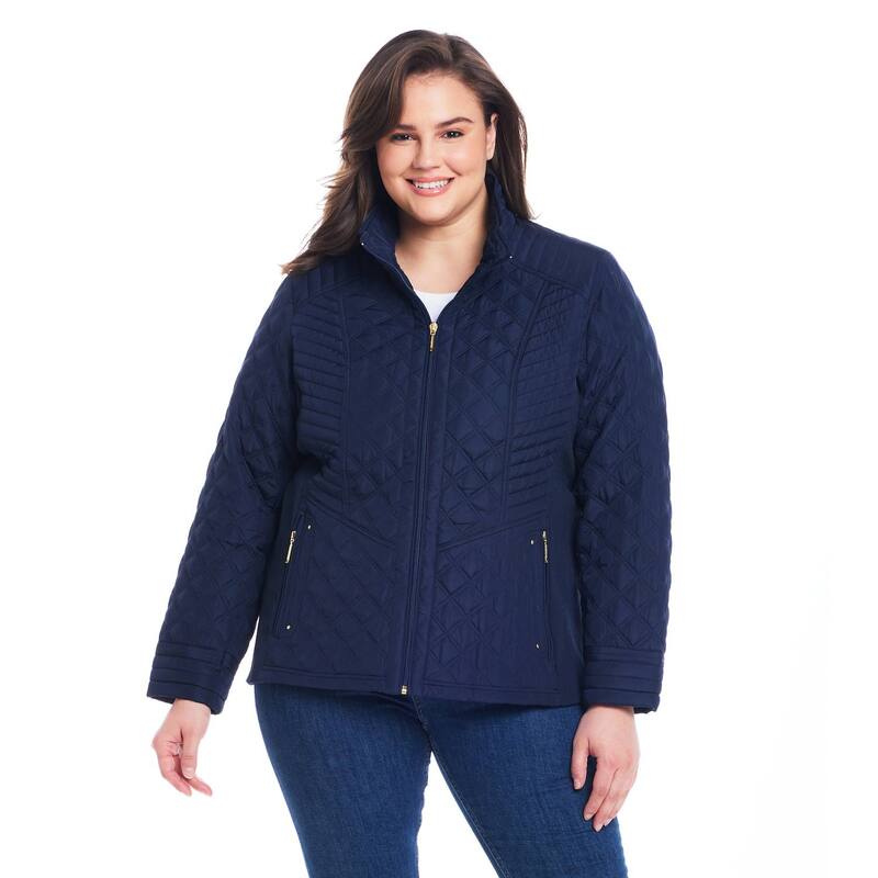 ウェザーキャスト レディース アウター ジャケット・ブルゾン プラスサイズ キルティング Plusize Weathercast Quilted Jacket with Side Stretch Navy ネイビー｜ReVida 店 27,232円