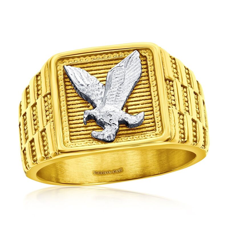 メタロ レディース アクセサリー リング Tシャツ Men's Metallo Stainlessteel Squareagle Ringold Tone ゴールド｜ReVida 店