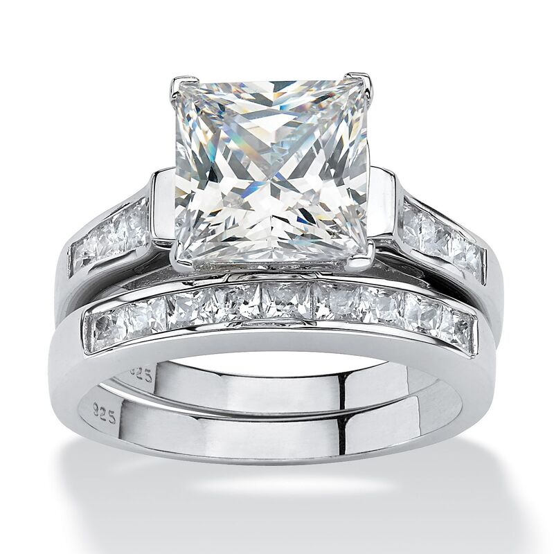 パームビーチジュエリー レディース アクセサリー リング PalmBeach Jewelry 3.81 TCW CZ 2-Piece Bridal Set in Platinum Plated .925 Sterling White ホワイト｜ReVida 店
