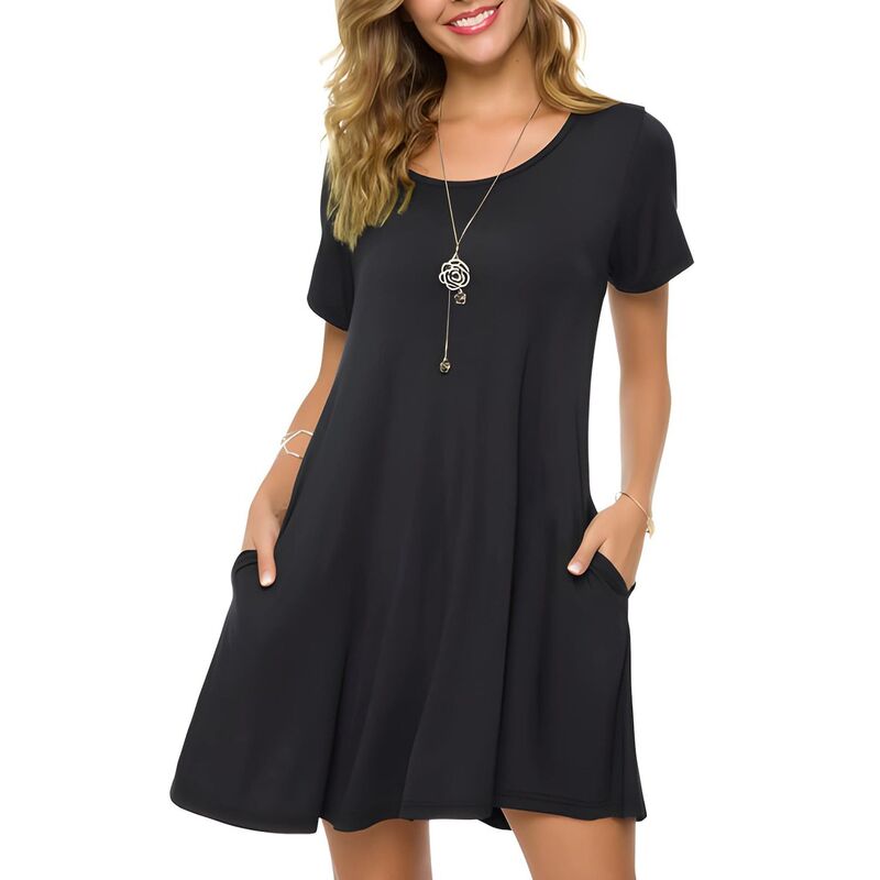 メガリテイラー レディース トップス 衣装 足し加える大きさ プルオーバー MegaRetailer Plusize Tunic Dress for Women Casual T-Shirt Style with Pockets A Black 黒いこと