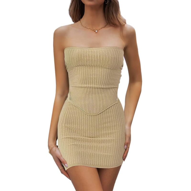メガリテイラー レディース トップス 衣装 MegaRetailer Womenstylish Two-Piece Bodycon Set for Summer Events Apricot 杏