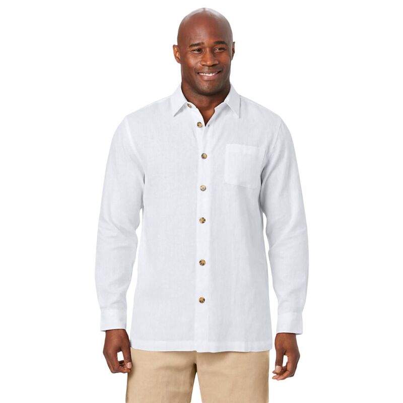 キングサイズ レディース トップス Tシャツ トール リネン KingSize Men's Big & Tallong Sleeve Linen Shirt White ホワイト｜ReVida 店