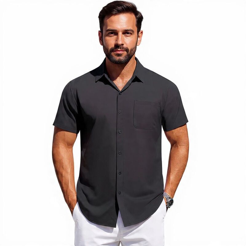 メガリテイラー レディース トップス Tシャツ MegaRetailer Men'short Sleeve Dresshirt with Pocket Dark Grey グレー|ReVida 店
