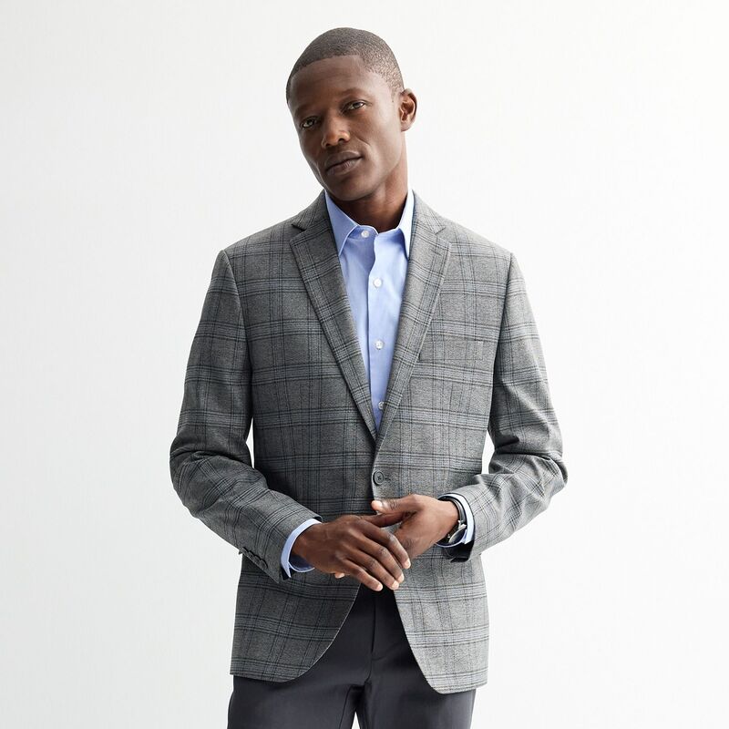 アプトナイン レディース アウター 上衣・上衣 厚地の外套 Men\u0027s Apt. 9 Premier Flex Slim-Fit Essential Sport Coat Gray Blue Plaid 薄墨色