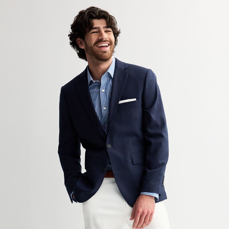 アプトナイン レディース アウター 上衣・上衣 厚地の外套 Men\u0027s Apt. 9 Premier Flex Slim-Fit Essential Sport Coat Navy Check 米国海軍