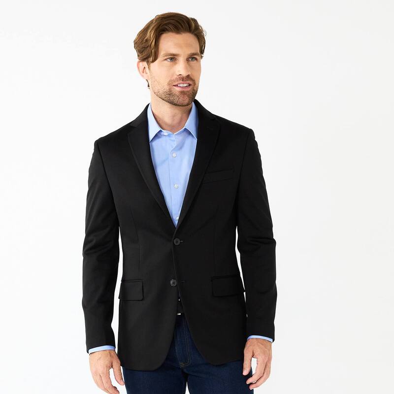 アプトナイン レディース アウター 上衣・上衣 厚地の外套 編み物 Men\u0027s Apt. 9 Premier Flex Slim-Fit Stretch Knit Sport Coat Black 黒いこと