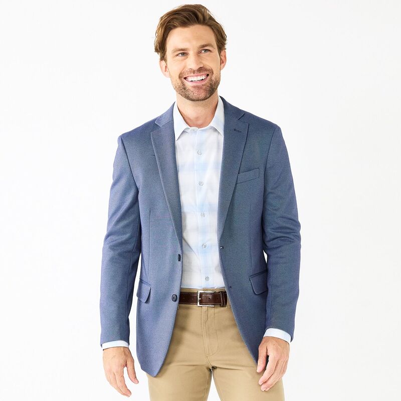 アプトナイン レディース アウター 上衣・上衣 厚地の外套 編み物 Men\u0027s Apt. 9 Premier Flex Slim-Fit Stretch Knit Sport Coat Blue Birdseye 青み