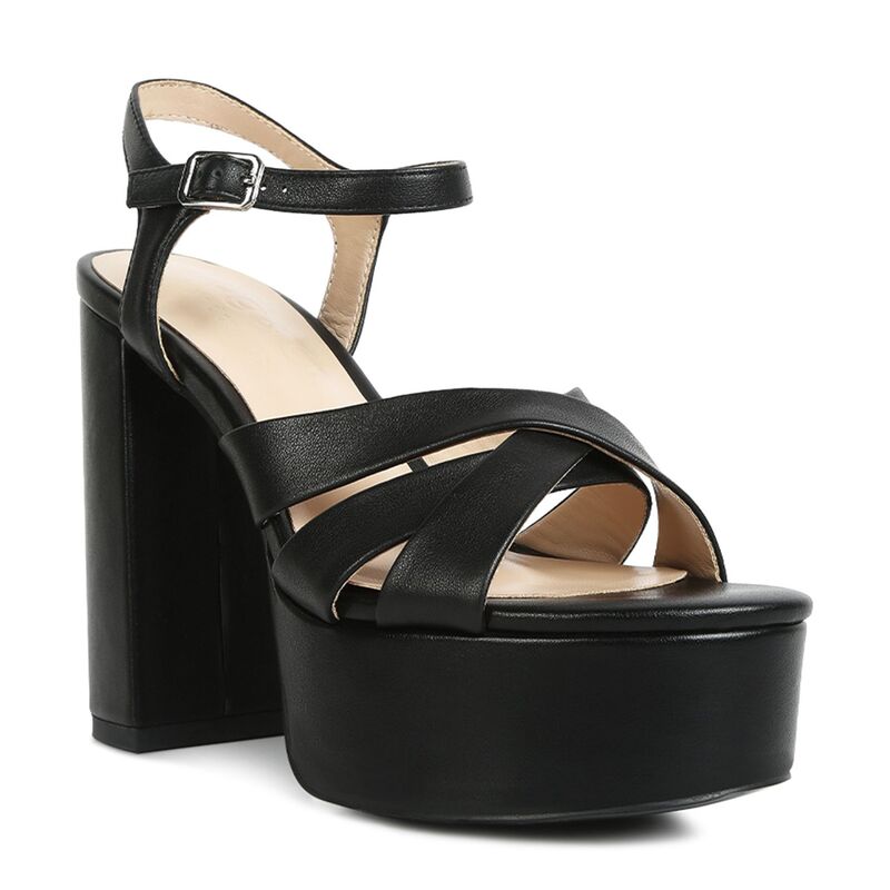 ラグアンドコー レディース シューズ パンプス サンダル なめし革 踵 Rag \u0026 Co De-Vil Women\u0027s Leather Block Heel Dressandals Black 黒いこと