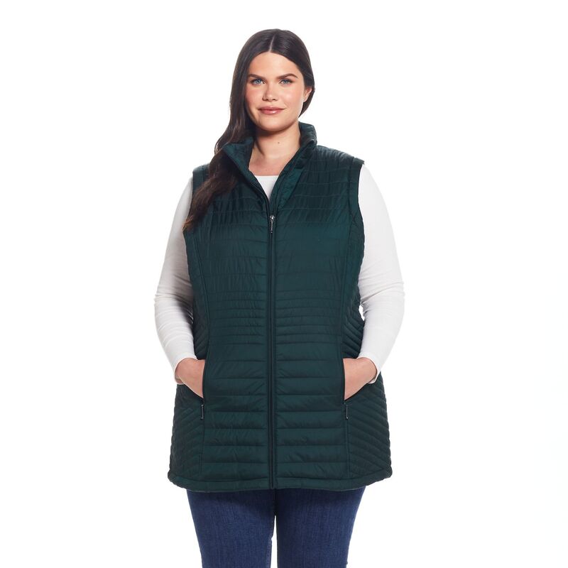 ウェザーキャスト レディース アウター 上衣・上衣 つけ加える大きさ キルティング 限りない Plusize Weathercast Channel Quilted Longline Vest Hunter