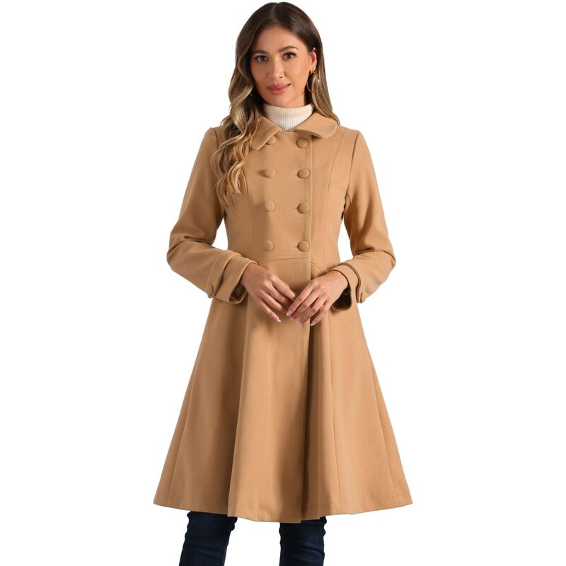 アレグラ ケー レディース アウター 上衣・上衣 ヴィンテージ A 伝達ルート 厚地の外套 ALLEGRA K Women\u0027s Vintage Winter Coat a Line Overcoat Double Breasted Peacoat Khaki カーキ