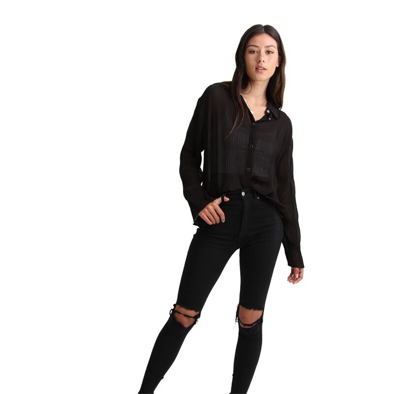 ベルアンドブルーム レディース トップス プルオーバー シフォン トップ Belle \u0026 Bloom Yoko Shirred Chiffon Blouse Black 黒いこと