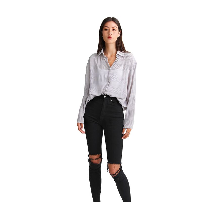 ベルアンドブルーム レディース トップス プルオーバー シフォン トップ Belle \u0026 Bloom Yoko Shirred Chiffon Blouse Grey 薄墨色