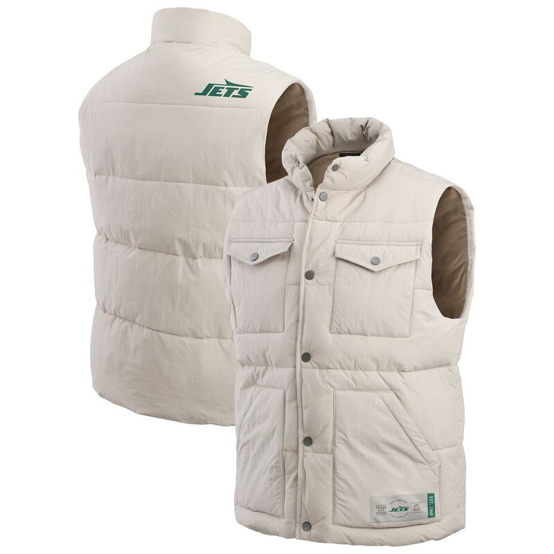 ダリウス・ラッカー 寄せ合わせ バイ ファナティクス レディース アウター 上衣・上衣 限りない Men\u0027s Darius Rucker Collection by Fanatics Cream New York Jets Puffer Full-Snap Vest Jet Beige ベージュ